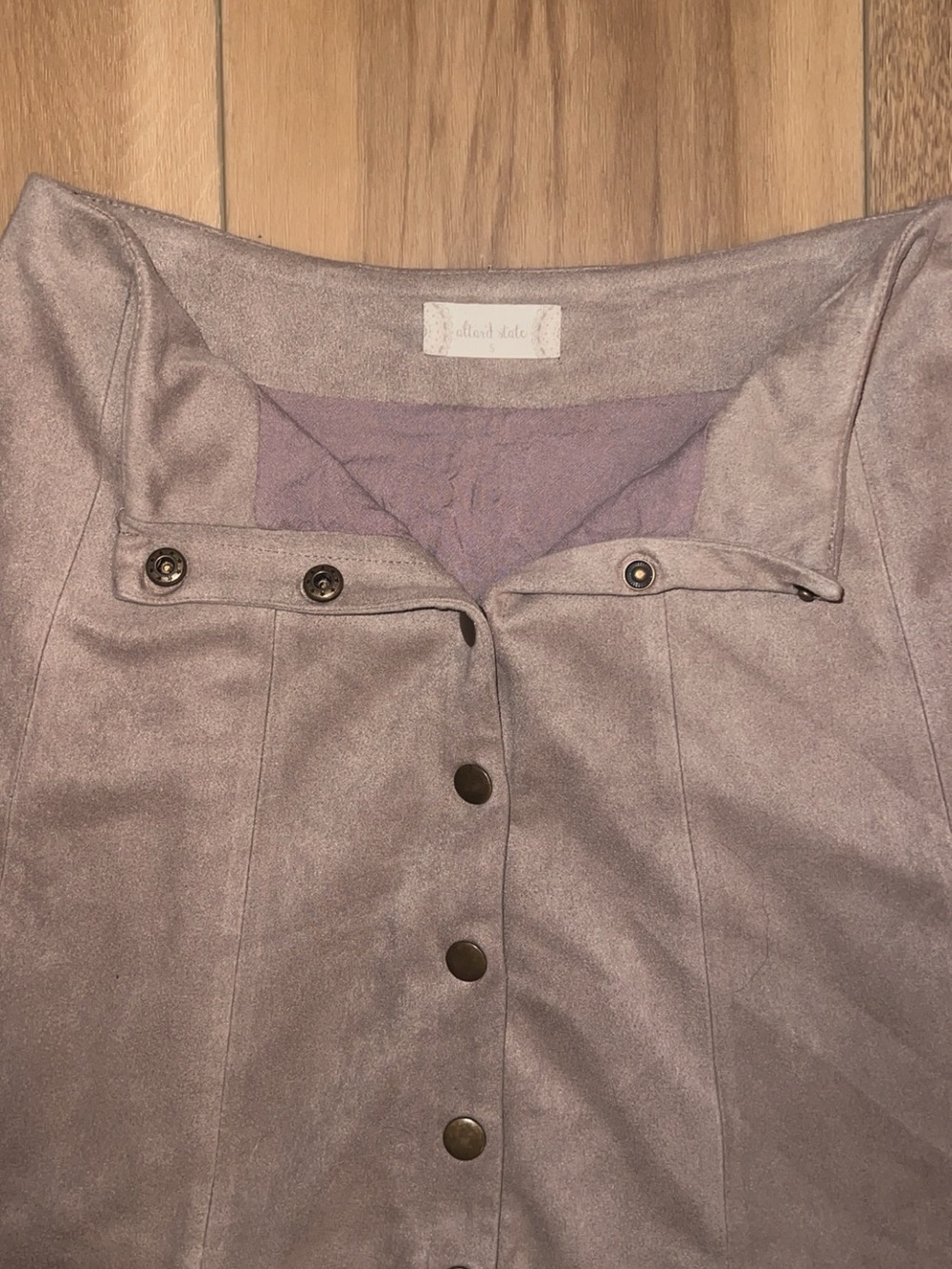 Altar'd State - Button-Front Circle Skirt in Taupe - Picture 3 of 4